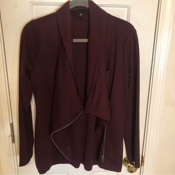 Cupio Women's Burgundy Full Zipper Long Sleeves Sweater Size Small - Picture 1 of 8